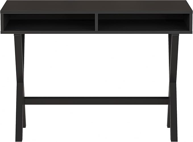 Flash Furniture Dolly Computer Desk - Black Writing Desk with Open Storage Compartments - 42" Long Home Office Desk Table for Bedroom - LeafyLoom