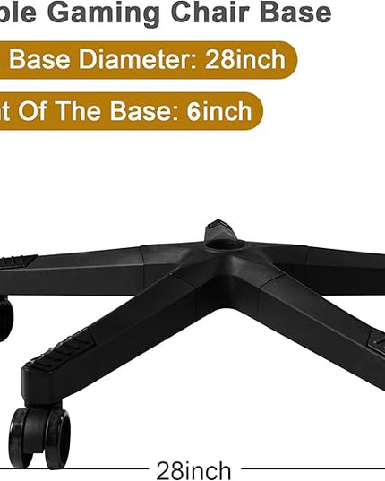 28 inch Nylon Gaming Chair Base Replacement with 5 Casters, Heavy Duty Office Chair Base Part - LeafyLoom