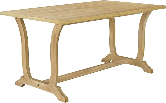 6-Piece Wood Rectangular Dining Table Set with 4 Upholstered Arched Back Chairs and Bench, for Kitchen, Living Room, Farmhouse, Brown, 59" L x 35.4" W x 30" H - LeafyLoom