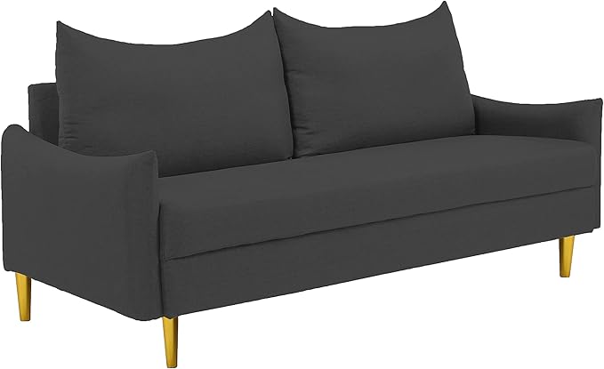 Modern Polyester Upholstered Sofa Loveseat Couch for Home Apartment Office Small Space Living Room, 66.9", Dark Gray-605 - LeafyLoom