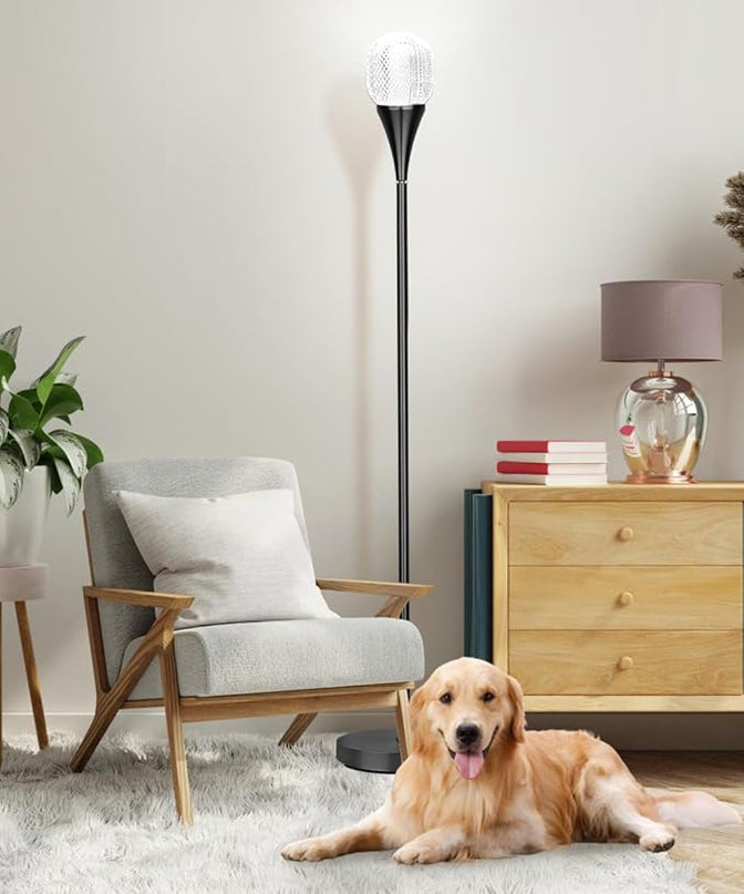 Modern Globe Floor Lamp, Minimalist Room Decor Standing Lamp, Dimmable LED Tall Floor Light for Living Room, Bedroom Decor, Full Range Dimming, Adjustable Color Temperature 3000K-6000K - Matte Black - LeafyLoom