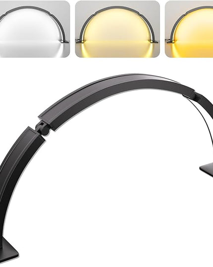 TwoWin Half Moon Light for Nail Desk, 29.5'' Foldable Half Moon Nail Tech Desk Lamp for Nails, Tattoo, Eyelash Extensions, Beauty, Arch Light for Nail Techs, Led Lash Light Nail Tech Lamp - LeafyLoom