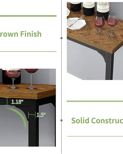 HOMYSHOPY Bar Table Set for 3, 4 Piece Console Table with 3 Stools, Counter Height Sofa Table Set with 3 Chairs for Breakfast Nook, Living Room and Apartment (Brown) - LeafyLoom