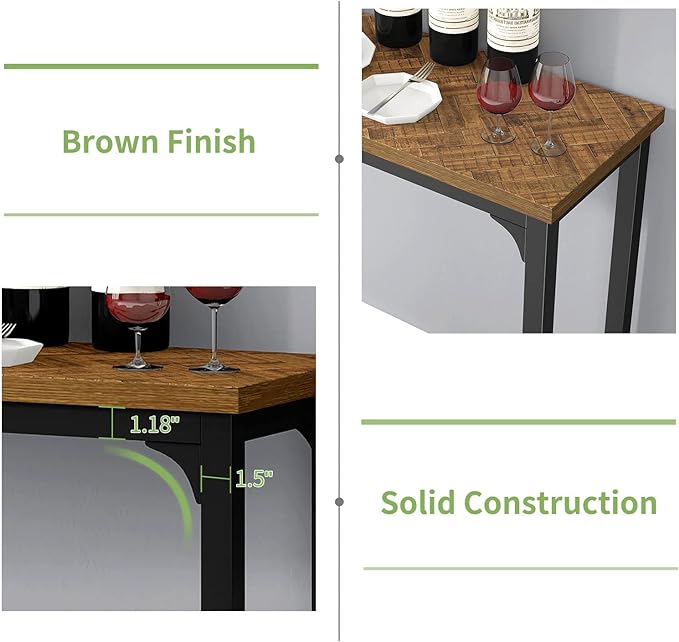 HOMYSHOPY Bar Table Set for 3, 4 Piece Console Table with 3 Stools, Counter Height Sofa Table Set with 3 Chairs for Breakfast Nook, Living Room and Apartment (Brown) - LeafyLoom