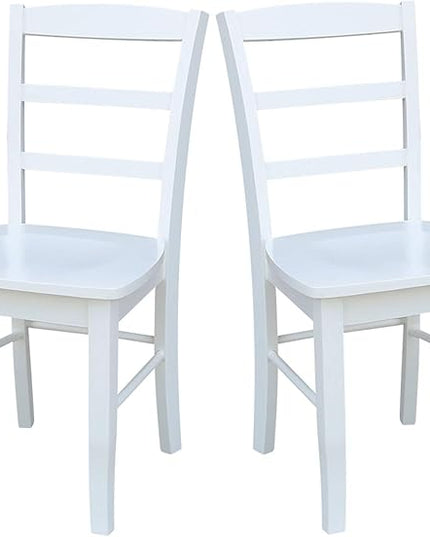 International Concepts Set of Two Madrid Ladderback Dining Chairs, White - LeafyLoom