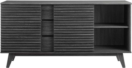 Modway Render 63" Mid-Century Modern Sideboard Buffet Table or TV Stand in Charcoal - LeafyLoom