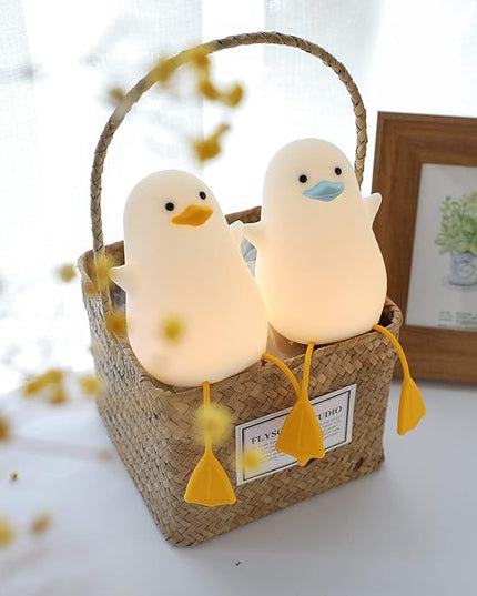 FULLOSUN Cute Night Light for Kids, Toddler, Duck Silicone Nursery Baby Nightlight, Kawaii Birthday Gifts for Room Decorations, Teen Girls Boys Child - Portable Squishy Battery Operated - LeafyLoom