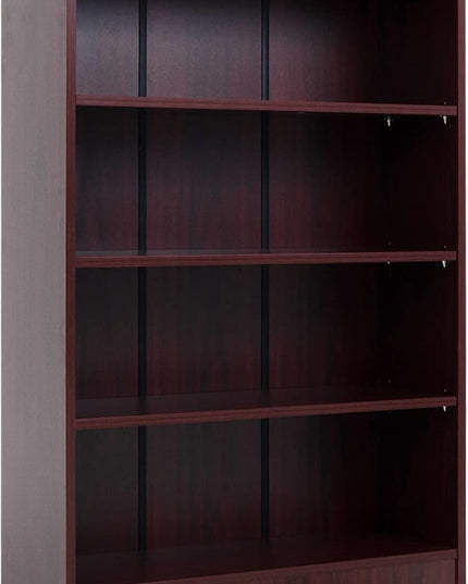 Farini Mahogany Bookshelf for Bedroom 4 Shelf Office Bookcase 48 Inches Tall Modern Wood Bookshelf for Living Room 4 Tier Wide Manga Bookshelf Library Bookcase - LeafyLoom