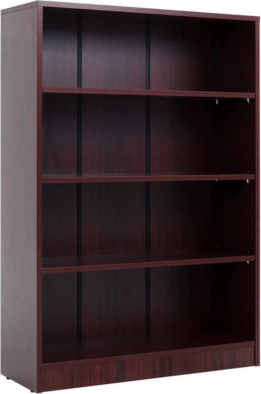 Farini Mahogany Bookshelf for Bedroom 4 Shelf Office Bookcase 48 Inches Tall Modern Wood Bookshelf for Living Room 4 Tier Wide Manga Bookshelf Library Bookcase - LeafyLoom