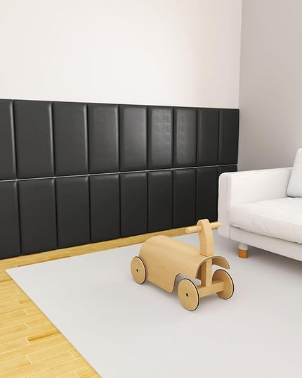 Peel and Stick Headboard for Twin and king in Black Headboard panels for wall, 3D Anti-Collision Wall Panel, Self-Adhesive Bedroom/Living Room Upholstered Wall Panel (12 Panels/11.8" x 23.6") - LeafyLoom