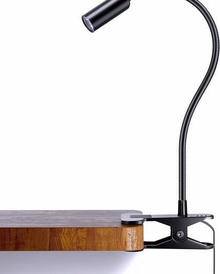 JHD Led Desk Lamp with Clamp - 10 Brightness Levels, 12" Flexible Gooseneck,Eye Protection USB Lamp - Suitable for Home Office, Reading, Bed Light,Quality Black Metal Clamp Light,Headboard Lamp - LeafyLoom