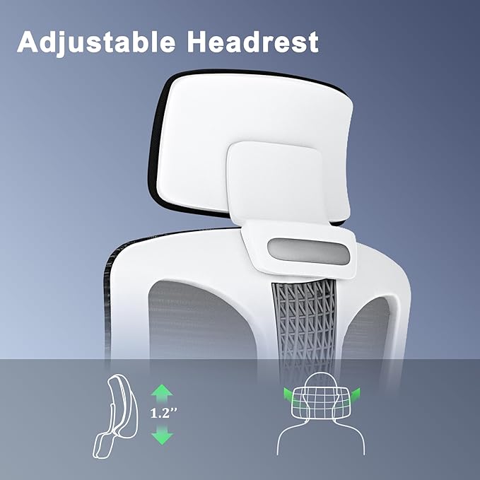 Ergonomic Mesh Office Chair, High Back Desk Chair with 3D Armrests, Adjustable Lumbar Cushion & Adjustable Headrest, Swivel Computer Task Chair with Tilt Function - LeafyLoom