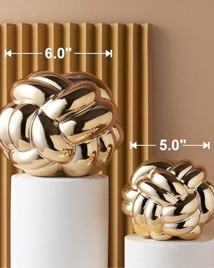1pcs Gold Knot Decor (XL) Coffee Table Books, Book Shelf Decor Accents, Designer Books Decor Set, Decorative Objects, Living Room Console Table Decor - LeafyLoom