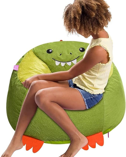 Posh Creations Cute Soft and Comfy Bean Bag Chair for Kids, Animal - Dinosaur T-rex - LeafyLoom