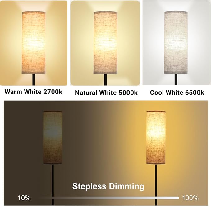 Neoglint Smart RGB Floor Lamp for Living Room Compatible with Alexa & Google Home, 68" Morden Color Changing Corner Standing Lamp, Pole Lamp with Linen Lampshade for Office, Hotel(Bulb Included) - LeafyLoom