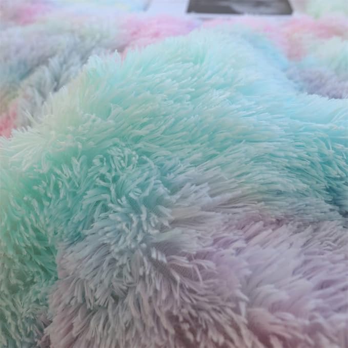 Faux Fur Kids Girls Cow Print Comforter Sets Twin/Full - 3PC Bed Set Warm Comfortable Soft Plush Flannel Velvet Fluffy Fuzzy Bedding（Comforter x 1 Pillowcases x 2） - LeafyLoom