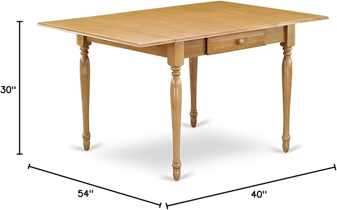 East West Furniture Monza Modern Kitchen Rectangle Dining Table Top with Dropleaf & Stylish Legs, 36x54 Inch, Oak - LeafyLoom