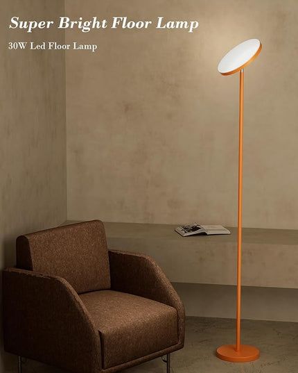 LED Floor Lamp, 30W/2500LM Super Bright Standing Light, Modern Torchiere Sky Lamp with 4 Color Temperatures, Remote & Touch Control, Corner Lighting for Living Room, Bedroom, Office, Orange - LeafyLoom