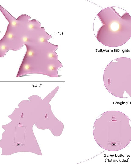 Pink Unicorn Decor, Battery Powered Unicorn Night Light for Kids, Unicorn Party Decorations, Unicorn Birthday Decorations for Girls, Pink Room Decor, Pink Decor, Pink Wall Decor - LeafyLoom