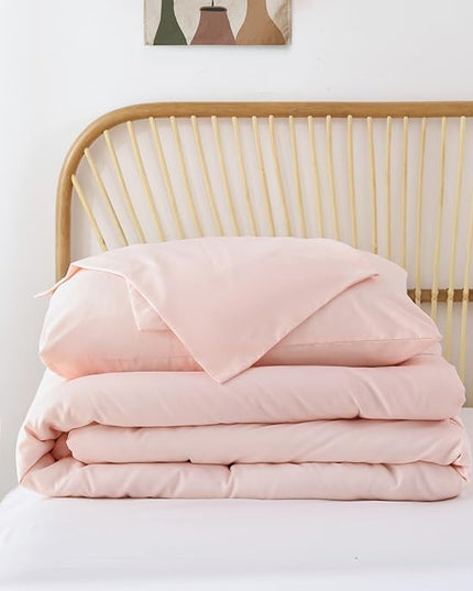 ROSGONIA Comforter Full Size for Girls Boys Teens Blush, 3pcs(1 Boho Pink Comforter & 2 Pillowcases) Lightweight Dorm Bedding Soft All Season Bed Set - LeafyLoom