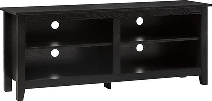 Walker Edison Wren Classic TV Console Entertainment Media Stand with Storage for Televisions up to 65 Inches, 58 Inch, Black - LeafyLoom