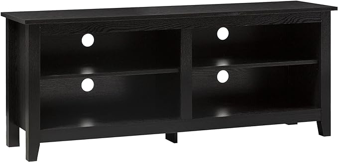 Walker Edison Wren Classic TV Console Entertainment Media Stand with Storage for Televisions up to 65 Inches, 58 Inch, Black - LeafyLoom