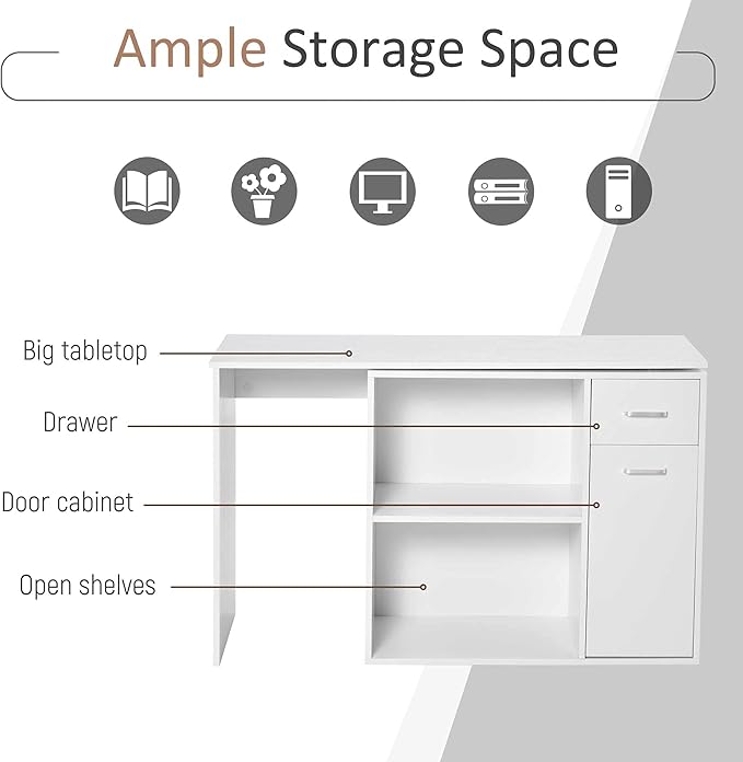 NicBex Kimberly-DW-00214-LWJ Home Office Desks, 46"x15.75"x29.25", White - LeafyLoom