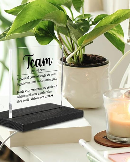 Team Gifts for Employees, Team Definition Teamwork Sign, Motivational Quotes for Desk, Inspiration Work Gifts, Desk Coworker Gifts for Women Office Work Bestie Gifts for Women YTZ76 - LeafyLoom