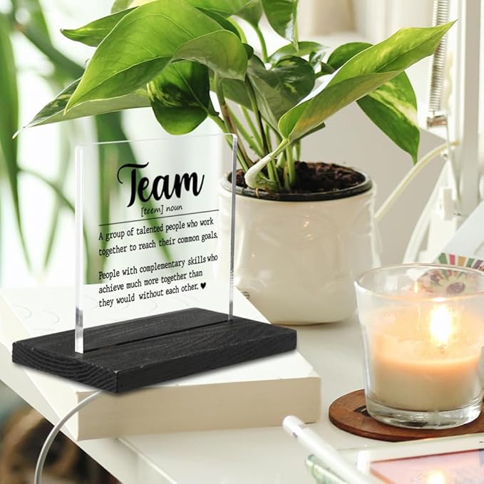 Team Gifts for Employees, Team Definition Teamwork Sign, Motivational Quotes for Desk, Inspiration Work Gifts, Desk Coworker Gifts for Women Office Work Bestie Gifts for Women YTZ76 - LeafyLoom