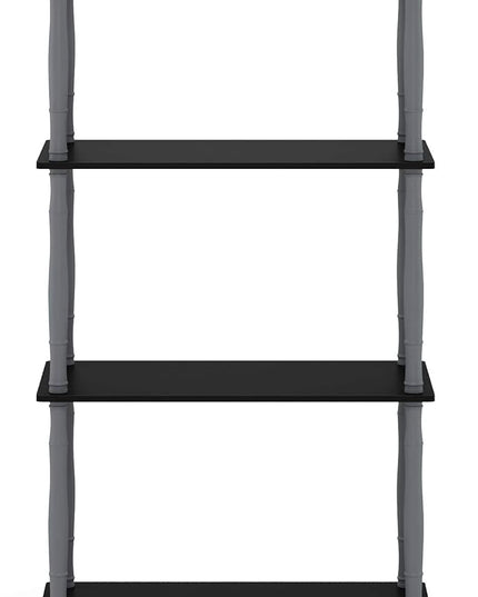 Furinno Turn-N-Tube 4-Tier Multipurpose Shelf Display Rack, Classic Tubes, Black/Grey - LeafyLoom