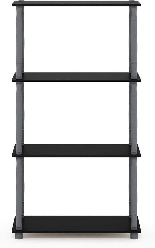 Furinno Turn-N-Tube 4-Tier Multipurpose Shelf Display Rack, Classic Tubes, Black/Grey - LeafyLoom