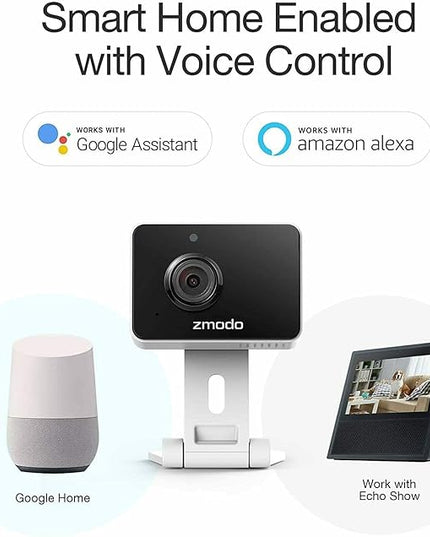 Zmodo 1080p 3pack Mini WiFi Camera, Two-Way Audio, Video Baby Monitor, Black with White, 3 Count (Pack of 1) (ZM-SH75D001-WA-3) Zmodo
