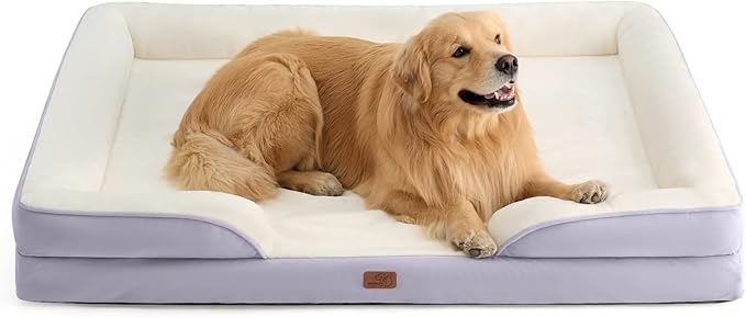 Bedsure XXL Orthopedic Dog Bed - Washable Great Dane Dog Sofa Beds for Giant Dogs, Supportive Foam Pet Couch Bed with Removable Washable Cover, Waterproof Lining and Nonskid Bottom, Lavender BEDSURE