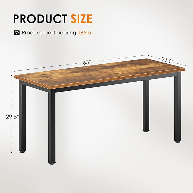 DlandHome Computer Desk Home Office Table Writing Desk Study Table Gaming Desk Worstation (63 inch, Retro) - LeafyLoom