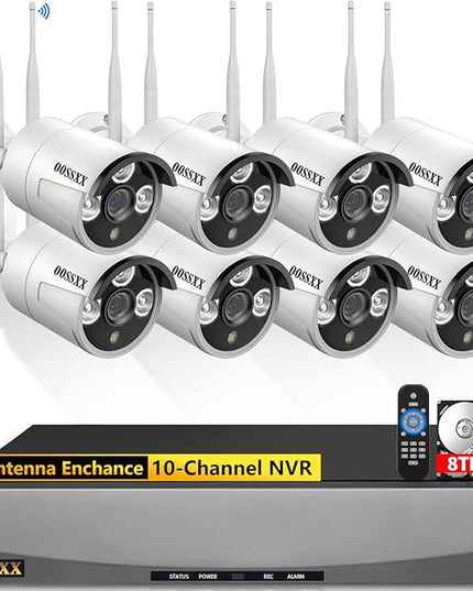 (Dual Antennas for Wi-Fi Enhanced) AI Human Detected 2K 3.0MP Wireless Security Camera System, Video Surveillance NVR Kits OOSSXX