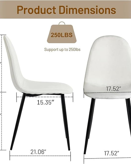 FurnitureR Dining Chairs Set of 4, Fabric Comfy Seat Armless Side Chairs with Metal Legs Mid Century for Home Kitchen Reception Room, Beige - LeafyLoom