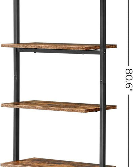 VASAGLE Industrial Ladder Shelf, 6-Tier Bookshelf, Wall Shelf for Living Room, Office, Kitchen, Bedroom, 23.6 x 11.8 x 80.6 Inches, Rustic Brown and Black ULLS103B01 - LeafyLoom