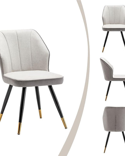 Dining Chairs Set of 2, Modern Armless Upholstered Dining Chairs for Kitchen Dining Room Desk Chair Accent Side Chairs with Metal Legs Gray Fabric - LeafyLoom