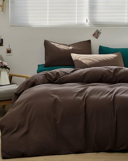 Brown Comforter Set King Coffee Color Bedding Set 3 Pieces Solid Chestnut Brown Color All Season Blanket Set Women Coffee Brown Color Lightweight Comforter Set King Breathable Bed Comforter - LeafyLoom