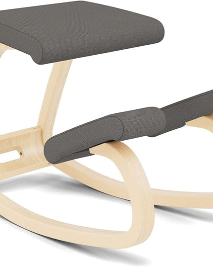 Varier Variable Balans Original Kneeling Chair Designed by Peter Opsvik (Dark Grey Revive Fabric with Natural Ash Base) - LeafyLoom