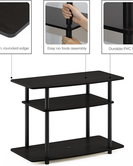 Furinno Turn-N-Tube No Tools 3-Tier Entertainment Center TV Stand for TV up to 32 Inch, Plastic Round Tubes, Espresso/black - LeafyLoom