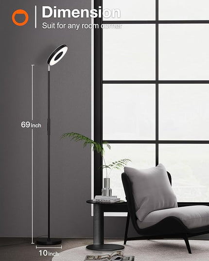 addlon RGB Floor Lamp, 2000LM LED Super Bright-Tall Standing with Alexa, App and Remote Control, Smart Modern Floor Lamp with Music Sync and 16 Million DIY Colors for Bedroom Living Room - LeafyLoom
