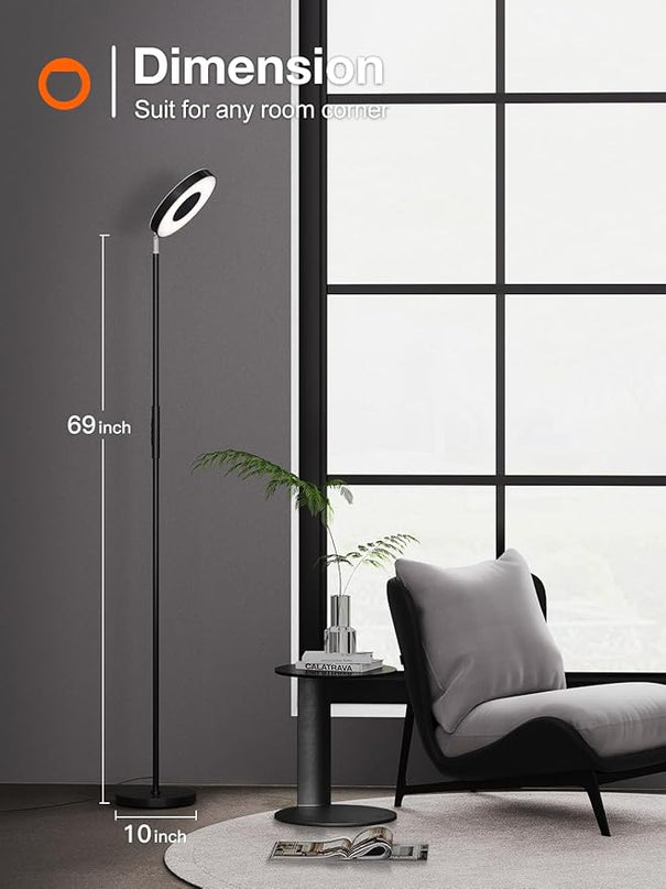 addlon RGB Floor Lamp, 2000LM LED Super Bright-Tall Standing with Alexa, App and Remote Control, Smart Modern Floor Lamp with Music Sync and 16 Million DIY Colors for Bedroom Living Room - LeafyLoom