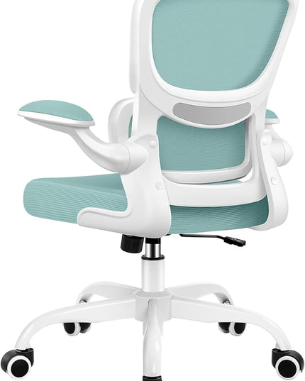 Office Chair, Ergonomic Desk Chair with Lumbar Support and Adjustable Armrests, Comfy Desk Chair Breathable Mesh Mid Back Computer Chair, Reclining Office Chair for Home Office - Mint Green - LeafyLoom
