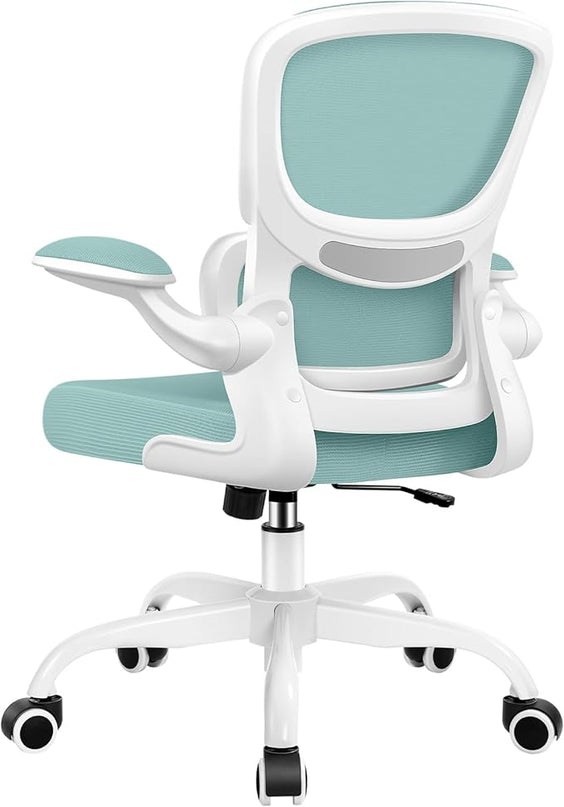 Office Chair, Ergonomic Desk Chair with Lumbar Support and Adjustable Armrests, Comfy Desk Chair Breathable Mesh Mid Back Computer Chair, Reclining Office Chair for Home Office - Mint Green - LeafyLoom