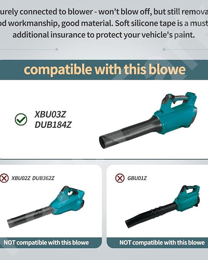 Car Drying Nozzle for Makita 18V LXT Leaf Blower - Fits Model: XBU03Z, XBU03SM1, DUB184Z, DUB184ST, DUB184PT, DUB184PT2 - with Protective Silicone Sleeve - LeafyLoom