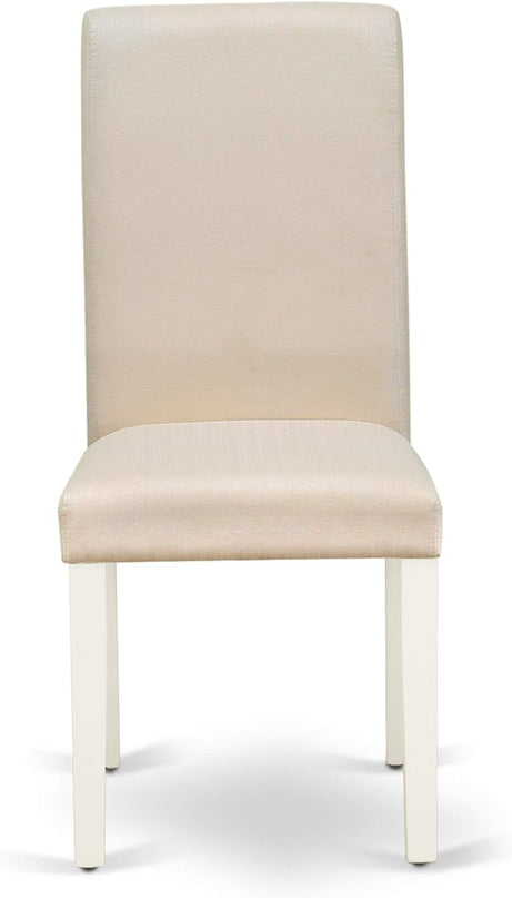 East West Furniture ANBA3-LWH-01 3 Piece Dinette Set for Small Spaces Contains a Round Kitchen Table with Pedestal and 2 Cream Linen Fabric Parson Dining Chairs, 36x36 Inch - LeafyLoom