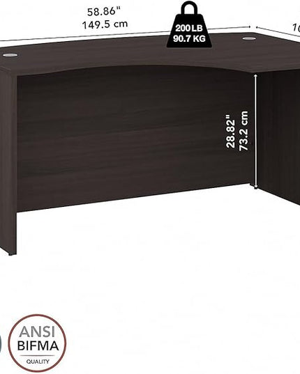 Bush Business Furniture Studio C 60W x 43D Right Hand L-Bow Desk Shell in Storm Gray - LeafyLoom