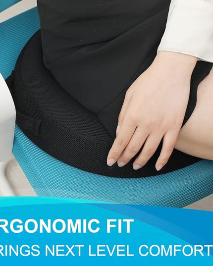 JEMA Donut Pillow, Tailbone Memory Foam Seat Cushion by Ergonomic Innovations for Sores, Coccyx, Sciatica, Pregnancy, Post Natal (Black) - LeafyLoom