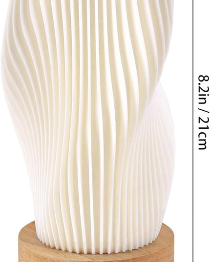 Bedside Lamps for Bedroom Nightstand Lamp,Vintage Style Striped Small Night Light Lamp,Gold Mini Modern Lamp with Woodbase,Gold Mini Table Lamp LED Lights for Living Room,Dorm,Kids Room,Office - LeafyLoom
